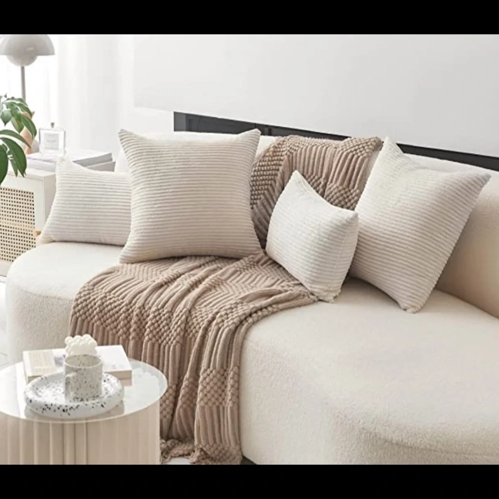 NWT Striped Corduroy Plush Velvet pillow cover